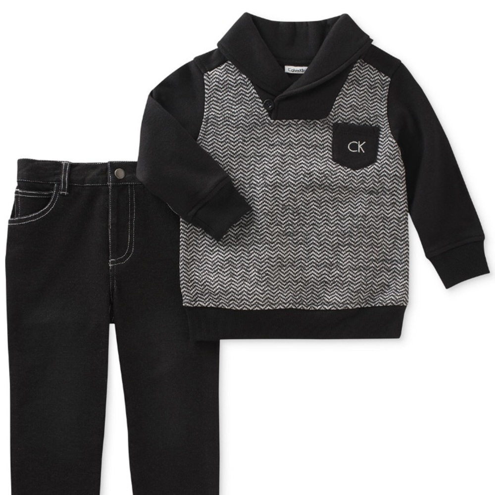 Baby Boy Calvin Klein Sweater & jeans outfit.